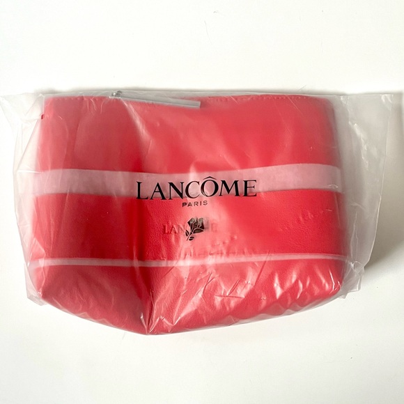 🆕 🎉 lancôme • hot pink cosmetic case pouch with gold zippers - Picture 3 of 12